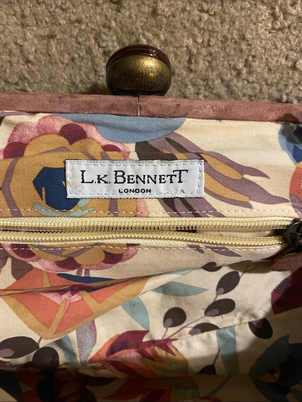 LK Bennett Rose Suede Pleated Shoulder Bag - Picture 5 of 6